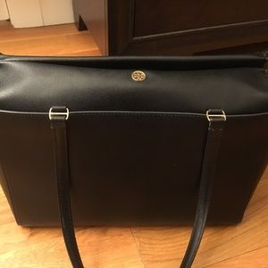 Tory Burch Parker Leather Tote Large in Black
